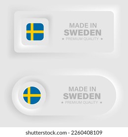 Made in Sweden neumorphic graphic and label. Element of impact for the use you want to make of it.