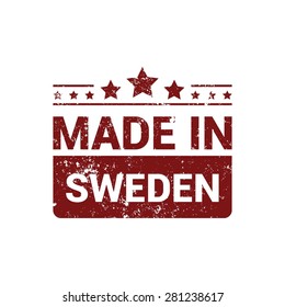 Made in Sweden - Red grunge rubber stamp design isolated on white background. vector illustration vintage texture. Vector illustration