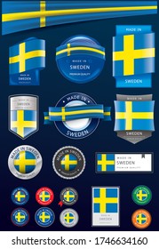 Made in SWEDEN Seal and Icon Collection,SWEDISH National Flag (Vector Art)
