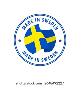 Made in Sweden stamp, sticker. Vector illustration.