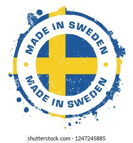 Made in Sweden Stamp. Vector Illustration Sign.