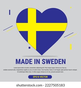 Made in Sweden. Vector design of love symbols. Eps10 Vector Illustration