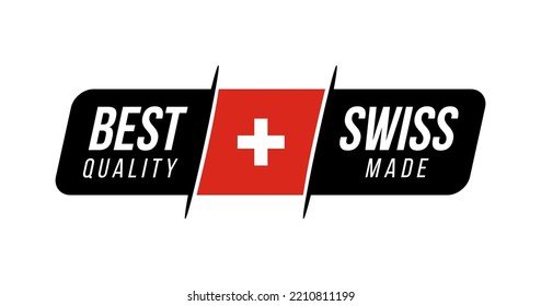 Made in Swiss. best quality. made in with flag. icon, logo, badge, etc. vector illustration