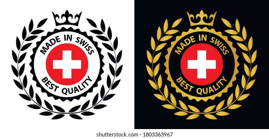 made in Swiss   vector stamp. badge with Swiss   flag