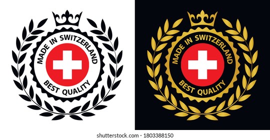 hecho en suizo   marca vectorial. insignia con suizo   marcar