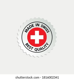 made in Swiss   vector stamp. badge with Swiss   flag