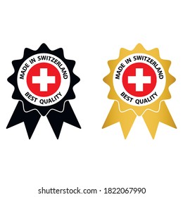 made in Swiss   vector stamp. badge with Swiss   flag
