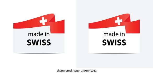 hecho en suizo   marca vectorial. insignia con suizo   marcar