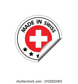 made in Swiss   vector stamp. badge with Swiss   flag