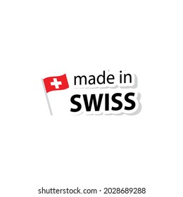 made in Swiss   vector stamp. badge with Swiss   flag