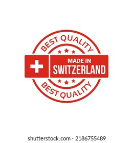 made in switzerland badge icon stamp logo with flag. vector illustration