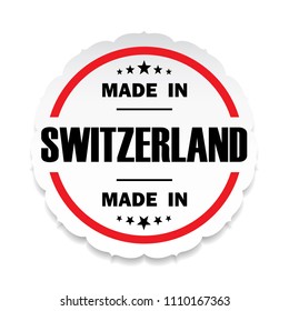 Made in Switzerland flag button label banner icon Sticker Thai design, on white background.vector