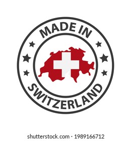 Made in Switzerland icon. Stamp made in with country map