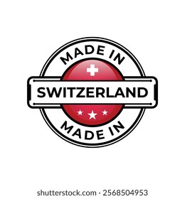 Made in Switzerland label icon emblem isolated on white background. Vector quality logo emblem design element. Vector illustration