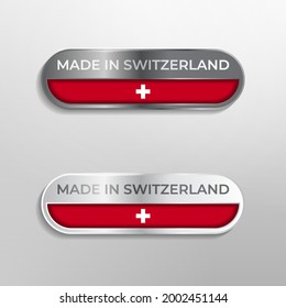 Made in Switzerland Label, Symbol or Logo Luxury Glossy Grey and White 3D Illustration