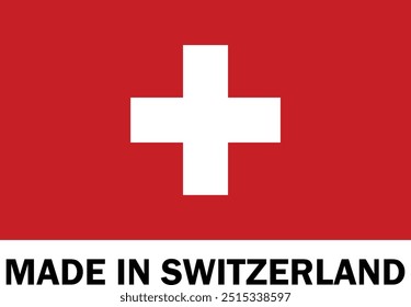 Made in Switzerland, Made in Switzerland, Herstellerzeichen, Produktsymbol, Made in Switzerland Symbol, Made in Switzerland mit Flagge, Made in Switzerland