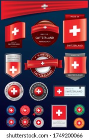 Made in SWITZERLAND Seal and Icon Collection,SWISS National Flag (Vector Art)
