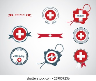 Made in Switzerland - set of seals, badges. Vector illustration