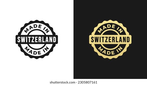 Made in Switzerland Stamp or Made in Switzerland Label Vector Isolated in Flat Style. Made in Switzerland label for product packaging design element. Made in Switzerland stamp for packaging design ele