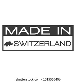 Made In Switzerland. Stamp Rectagle Map. Logo Icon Symbol. Design Certificated. 