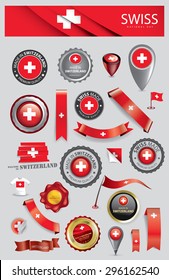 Made in Switzerland, Swiss Flag, Location, Travel, National Day (Vector Art)