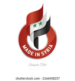 Made in Syria Abstract wavy flag torch flame red white black modern ribbon strip logo icon vector