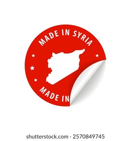 Made in Syria - Country Map Sticker. Best Quality. Original Product. Vector illustration.