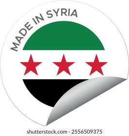 Made in Syria flag sticker label badge logo. Syria new flag 3d vector illustration mockup isolated