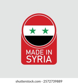 Made in syria with flag. Vector circle symbol. Stamp made in with country flag	