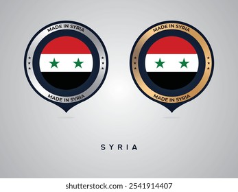 Made in Syria. labels, stickers, pointer, badge and symbol of Syria flag icon. Collection vector illustration