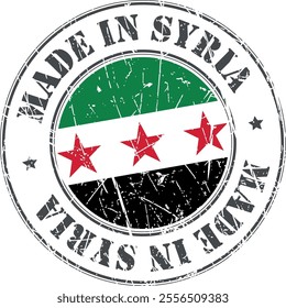 Made in Syria stamp scratched flag badge logo vector illustration