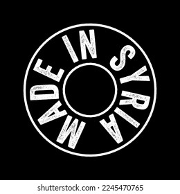 Emblema de texto hecho en Siria estampado, fondo de concepto