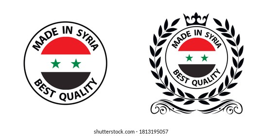 made in Syria vector stamp. badge with Syria  flag