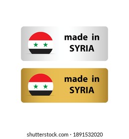 hecho en el sello vectorial de Siria. insignia con bandera siria