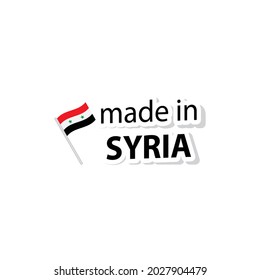 hecho en el sello vectorial de Siria. insignia con bandera siria