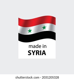 hecho en el sello vectorial de Siria. insignia con bandera siria