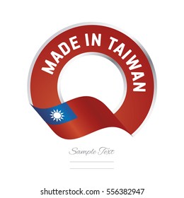 Made in Taiwan flag red color label button banner