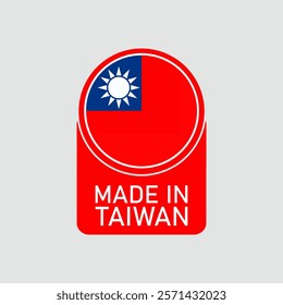 Made in Taiwan with flag. Vector circle symbol. Stamp made in with country flag