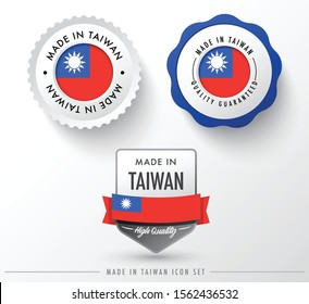 Made in Taiwan icon set isolated on white background ,for infographics and banner templates : Vector Illustration