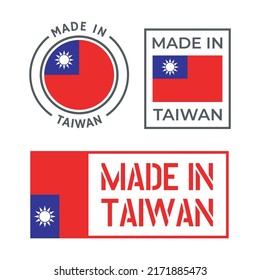 Made In Taiwan Icon Set, Republic Of China Product Labels