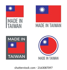made in Taiwan labels set, Republic of China product emblem