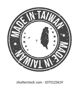 Made in Taiwan Map. Quality Original Stamp Design Vector Art Seal Badge Illustration.