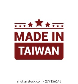 made in Taiwan. Red rubber stamp design isolated on white background. With vintage texture.