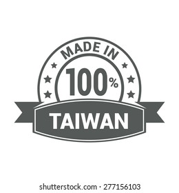 made in Taiwan. Round gray rubber stamp design isolated on white background. With vintage texture.