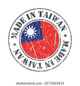 Made in Taiwan stamp scratched flag badge logo vector illustration