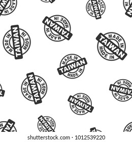 Made in Taiwan stamp seamless pattern background. Business flat vector illustration. Manufactured in Taiwan symbol pattern.