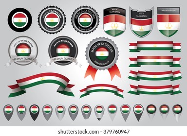 Made in Tajikistan Seal, Tajik Flag (Vector Art)