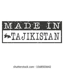 Made In Tajikistan. Stamp Rectangle Map. Logo Icon Symbol. Design Certificated.