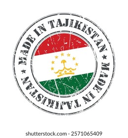 Made in Tajikistan stamp scratched flag badge logo vector illustration