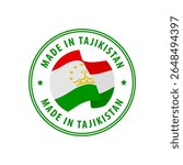 Made in Tajikistan stamp, sticker. Vector illustration.